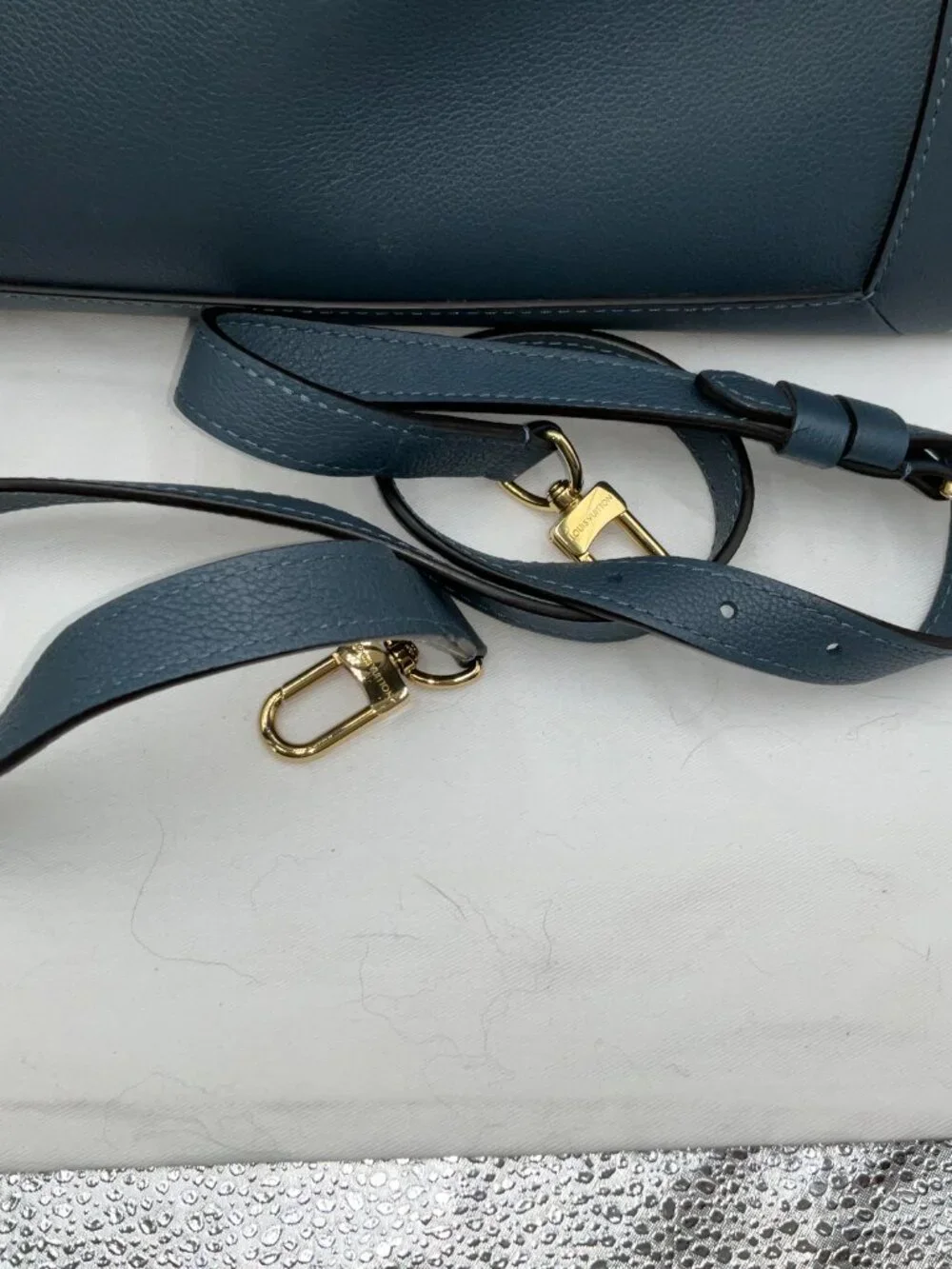 Louis Vuitton Blue Demin Leather Steamer M21249 MM Excellent Condition Receipt